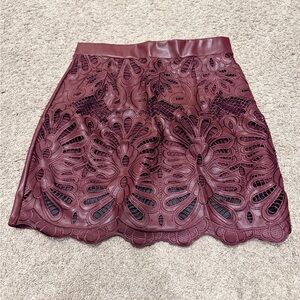 Chicme Burgundy Faux Leather Skirt